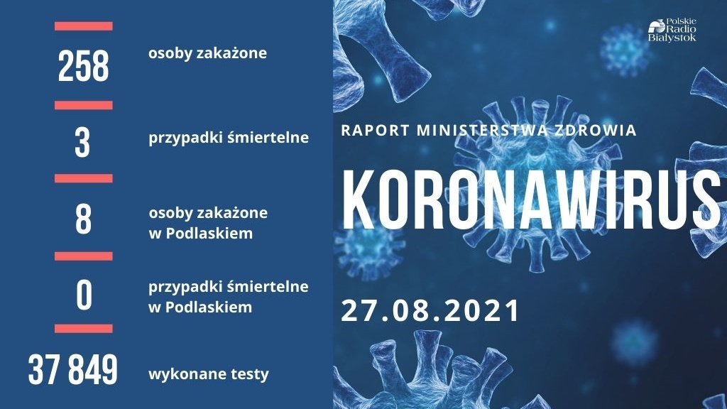Ponad 250 nowych zakażeń w kraju, 8 w Podlaskiem