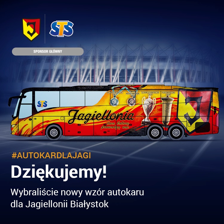 Kibice wybrali nowy projekt autokaru Jagiellonii Białystok