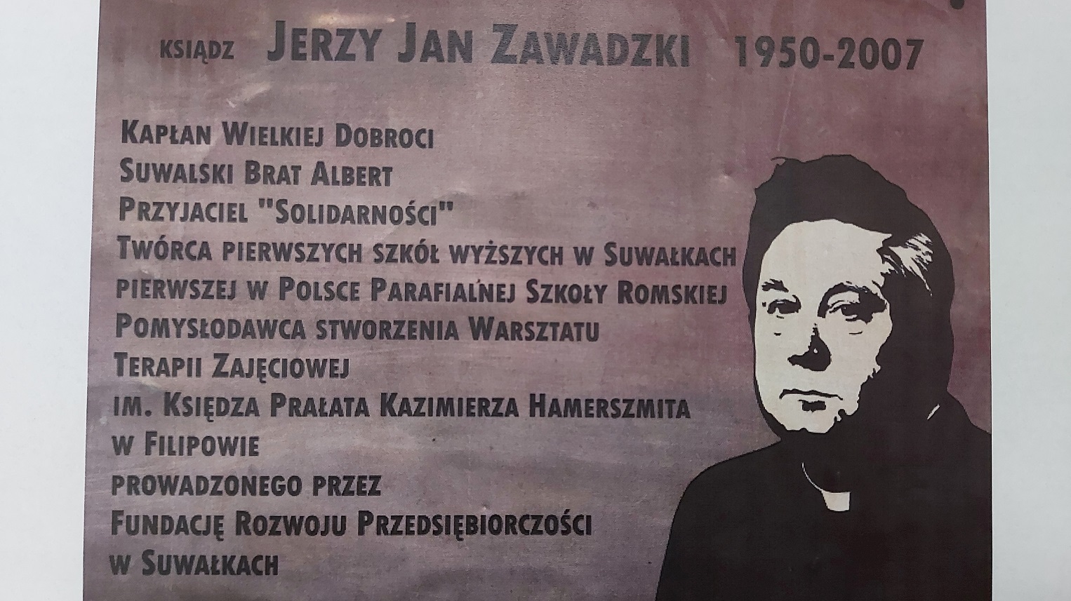 W Suwałkach pojawi się tablica upamiętniająca księdza Jerzego Zawadzkiego