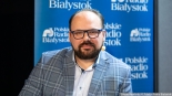 Łukasz Dymko, debata wyborcza z kandydatami do sejmiku z okręgu nr 2, 14.03.2024, fot. Joanna Szubzda