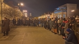 Rekonstrukcja sowieckich wywózek na białostockim Rynku Kościuszki, 9.02.2025, fot. Grzegorz Pilat