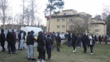Protest przed ośrodkiem dla cudzoziemców w Czerwonym Borze, 6.04.2025, fot. Adam Dąbrowski