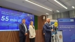 Marszałek Województwa Podlaskiego Łukasz Prokorym, dyrektor zarządzający Pionem Funduszy Europejskich w Banku Gospodarstwa Krajowego Paweł Chorąży,  Prezes Funduszu Wschodniego Artur Piotrowski i członek zarządu Funduszu Wschodniego Agnieszka Panasiuk, fot. Renata Reda