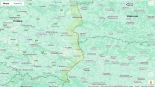 Mapa przedstawiająca, gdzie nie można latać dronem, źródło: Google Maps