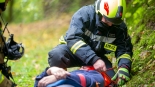 Ćwiczenia strażaków w Skansenie Kurpiowskim, 10.10.2024, fot. Paweł Wądołowski