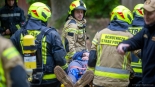 Ćwiczenia strażaków w Skansenie Kurpiowskim, 10.10.2024, fot. Paweł Wądołowski