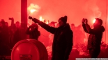 Racowisko kibiców Jagiellonii Białystok w Bielsku Podlaskim, 13.01.2025, fot. Joanna Szubzda