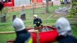 Ćwiczenia strażaków w Skansenie Kurpiowskim, 10.10.2024, fot. Paweł Wądołowski